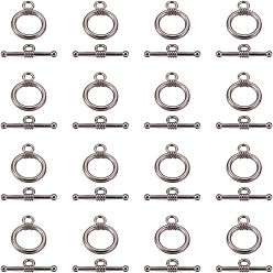 Gunmetal CCB Plastic Toggle Clasps, Ring, Gunmetal, Ring: 19x15x2mm, Hole: 3mm, Bar: 22x2mm, Hole: 2.5mm