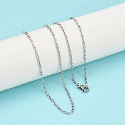 Нержавеющая Сталь Цвет Не тускнеет 304 цепочка из нержавеющей стали для ожерелья, с карабин-лобстерами , цвет нержавеющей стали, 21.65 дюйм (55 см), 1.9x0.5 мм