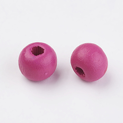 Mixed Color Natural Wood Beads, Dyed, Round, Mixed Color, 8x7mm, Hole: 2~3mm, about 2770pcs/500g