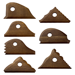 Mixed Shapes 7Pcs Pine Wood Modeling Tools, Ceramic & Clay Tools, Mixed Shapes, 56~68x105~107x5.5mm, Hole: 15mm