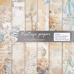 Word 24Pcs 12 Styles Scrapbook Paper Pads, for DIY Album Scrapbook, Background Paper, Diary Decoration, Square, Word, 152x152x0.2mm, 2pcs/style