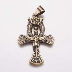 Античная Бронза 304 из нержавеющей стали большие кулоны, крестик, античная бронза, 55x36x4 мм, отверстие : 7x9 мм
