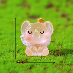 Персиковый Слойка Статуэтки слонов из светящейся смолы для украшения рабочего стола автомобиля, светящиеся в темноте украшения, розовые, 28x30 мм