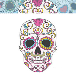 Разноцветный Хэллоуин тема светящиеся боди-арт татуировки наклейки, съемные временные татуировки бумажные наклейки, череп, красочный, 85x60 мм