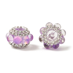 Сливовый Сверкающие акриловые стразы круглые бусины, cmолой, фокусные бусины для ручек, слива, 20x14 мм, отверстие : 2.5 мм