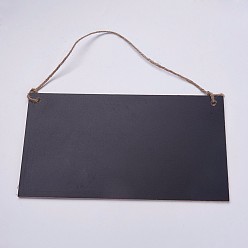 Black Wood Big Pendants, Rectangle, Black, 260x140x3mm, Hole: 7mm