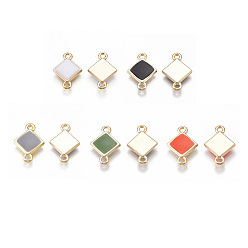 Mixed Color Alloy Links connectors, for Jewelry DIY Craft Making, with Enamel, Rhombus, Light Gold, Mixed Color, 17x11.5x2mm, Hole: 1.5mm