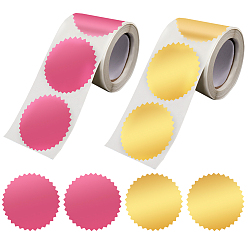 (52) Непрозрачная лаванда 2 рулоны 2 цветная бумага самоклеящаяся зубчатый край награды пустые наклейки, для тиснения штампа для запечатывания пустых наклеек на сертификат, плоско-круглые, разноцветные, 50x50 мм, о 250шт / рулон, 1 рулон / цвет