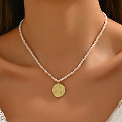 Плоский Круглый Ожерелье из сплава стеклянных и пластиковых бусин CCB, для женщин, плоско-круглые, 17.13 дюйм (43.5 см)