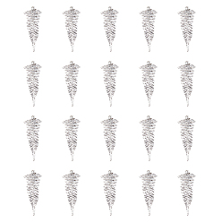 Античное Серебро 20шт. большие подвески из сплава в тибетском стиле, лист, античное серебро, 57x22x2 мм, отверстие : 2 мм