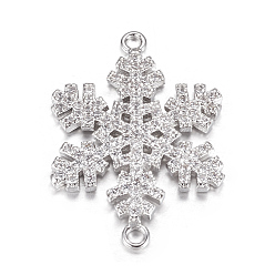Платина Латунные микро проложить кубических ссылки циркония, снежинка, платина, 26.5x19x2 мм, отверстие : 1.5 мм