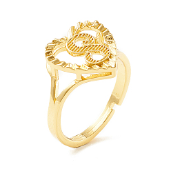 Letter S Регулируемые кольца с алфавитом из настоящей позолоченной латуни 18k, сердце с начальным кольцом обещания для женщин, без кадмия и без свинца, letter.s, размер США 5 1/4 (15.9 мм)