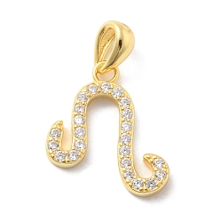 Лео 925 подвески из стерлингового серебра с прозрачным микропаве и цирконием, обереги двенадцати созвездий, золотые, Лев, 10~16x10~15.5x1.5~2 мм, отверстие : 2.5x5 мм