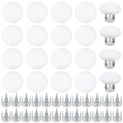 Белый 24 плоские круглые тканевые колпачки гвозди пуговицы, с железной заклепкой и пластиком, аксессуары для шляп, платина, белые, 14.5x6 мм