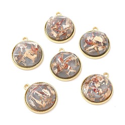 Dark Gray Resin Shell Pendants, with Alloy Findings, Half Round, Dark Gray, 25.5x22x9mm, Hole: 2mm