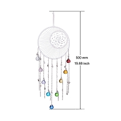Разноцветный Тканая паутина/сетка со стеклянными круглыми подвесками, для подвесных украшений дома, красочный, 500x160 мм
