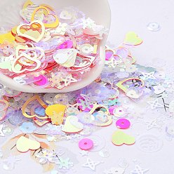 (52) Непрозрачная лаванда Аксессуары для орнаментов, блестки из пвх/бусины с пайетками, золотой блеск, разнообразные, сердце/звезда/цветок, разноцветные, 4~14x4~12x0.3~0.8 мм, отверстие : 0.8 мм
