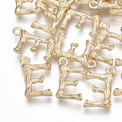 Letter E Латунные подвески, буквы, реальный 18 k позолоченный, letter.e, 16x10x2 мм, отверстие : 1.5 мм