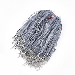 Шифер Серый Изготовление ожерелья из вощеного шнура и органзы, с железными застежками когтя омара, платина, шифер серый, 17.6 дюйм ~ 17.8 дюйм (45~45.5 см), 7 мм