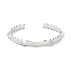 Real Platinum Plated Brass Cuff Bangles, Pyramid, Real Platinum Plated, Inner Diameter: 2-1/4 inch(5.7cm)