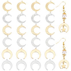 (52) Непрозрачная лаванда 24шт 6 стили латунные подвески для разъемов, долговечный, луна, разноцветные, 16.5~22x16.5~22x0.8~1 мм, отверстие : 1.2~1.5 мм, 4 шт / стиль