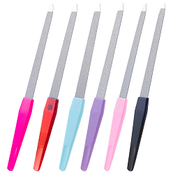 (52) Непрозрачная лаванда 6 шт. 6 цветов пилочки для ногтей из нержавеющей стали для маникюра и дизайна ногтей, с пластиковыми ручками, полировочная палочка, разноцветные, 15.3x1.55x0.4 см, 1 шт / цвет