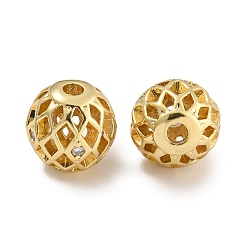 Настоящее золото 18K Покрытие стойки латунь микропаве прозрачные кубические циркониевые бусины, без свинца и без кадмия, долговечный, реальный 18 k позолоченный, 8x8 мм, отверстие : 1.8 мм