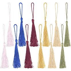 Mixed Color 120Pcs 6 Colors Polyester Tassel Big Pendant Decorations, Mixed Color, 80~90x6~7mm, 20pcs/color