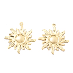 Настоящее золото 18K Латунные подвески, без кадмия, без никеля и без свинца, солнечные чары, реальный 18 k позолоченный, 33x30x1.8 мм, отверстие : 1.5 мм