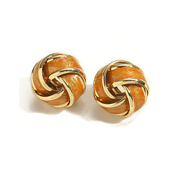 Шоколадный Золотые латунные эмалевые серьги-гвоздики, цветок, цвет шоколада, 22 мм