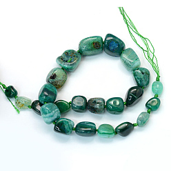 Green Nuggets Natural Dyed Agate Graduated Beads Strands, Tumbled Stone, Green, 13~25x12~23x7~23mm, Hole: 2.5mm, about 23~27pcs/strand, 15.7 inch