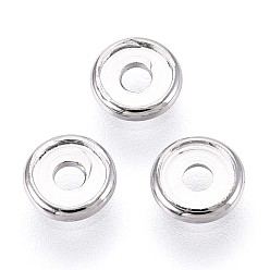 Платинированный Spacer бисер латунные, без кадмия, без никеля и без свинца, диск, Реальная платина, 4.5x1 мм, отверстие : 1.5 мм