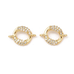 Настоящее золото 18K Звенья кольца из латуни с микропаве из прозрачного кубического циркония, без кадмия и без свинца, стойки покрытие, долговечный, реальный 18 k позолоченный, 13x9x1.8 мм, отверстие : 1.5 мм