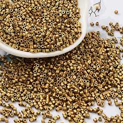 Темно-Золотистый Выпечка краска стеклянные бусины, цилиндр, темные золотарник, 2x1.5 мм, отверстие : 1 мм, Около 50398 шт / фунт