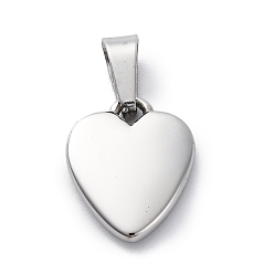 Нержавеющая Сталь Цвет 304 брелоки из нержавеющей стали для штамповки заготовок, анти-тускнение, сердце прелести, цвет нержавеющей стали, 13x10.5x2.5 мм, отверстие : 5x3 мм