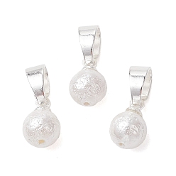 Серебро Круглые подвески из жемчужин с морщинистой текстурой, с 304 защелкой из нержавеющей стали на поручнях, белые, серебряные, 8x6 мм, отверстие : 6x4 мм