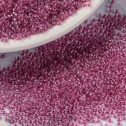 (RR1524) Sparkling Peony Pink Lined Crystal MIYUKI Round Rocailles Beads, Japanese Seed Beads, (RR1524) Sparkling Peony Pink Lined Crystal, 15/0, 1.5mm, Hole: 0.7mm, about 5555pcs/bottle, 10g/bottle