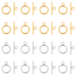 Золотой & Цвет Нержавеющей Стали 304 из нержавеющей стали тумблеры застежками кольцо, золотые и нержавеющая сталь цвет, Кольцо: 19x14x2 mm, бар: 20x7x2 mm, отверстие : 3 мм, 2 цветов, 15 комплектов / цвет, 30sets / коробка