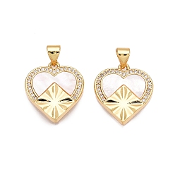 Настоящее золото 18K Латунные микропаве прозрачные подвески с фианитом, без кадмия и без свинца, с оболочкой, сердце прелести, реальный 18 k позолоченный, 18.5x16.5x2.5 мм, отверстие : 5x3.5 мм