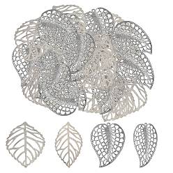 Платина 60 шт. 2 стили железные украшения из листьев, для рождественской вечеринки украшения дома, платина, 53.5~54x31~40x0.2~1.5 мм, 30 шт / стиль