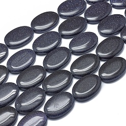 Синий Драгоценный Камень Синтетический синий авантюрин бисер нитей, овальные, 30x20x7 мм, отверстие : 1 мм, около 13 шт / нитка, 15.3 дюйм (39 см)