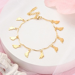 Footprint 304 браслеты с подвесками из нержавеющей стали для женщин, с карабин-лобстерами , золотые, след, 8-1/8 дюйм (20.5 см)