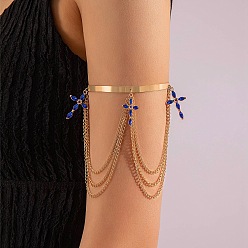Blue Alloy Upper Arm Cuff, Layered Arm Chains Arm Bangle with Charms, Blue, Inner Diameter: 3 inch(7.5cm)