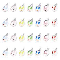 Mixed Color Handmade Lampwork Pendants, Rabbit, Mixed Color, 20~22.5x11~12.5x7.5~9mm, Hole: 1.5~3mm, 7 colors, 4pcs/color, 28pcs/set