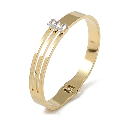 Real 18K Gold Plated 304 Stainless Steel & Glass Hollow Hinged Bangles for Women, Real 18K Gold Plated, Inner Diameter: 1-7/8x2-3/8 inch(4.9X6.1cm), 12mm
