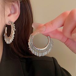 Серебро Серьги-гвоздики из сплава в форме буквы С, серебряные, 45~50 мм