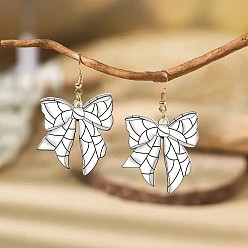 Снежный Акриловые серьги-бантики, золотые, снег, 28x26 мм