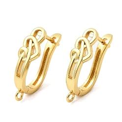 Золотой Фурнитура для сережек-колец из латуни в форме сердца, с горизонтальными петлями, запереть, золотые, 23x13.5x6 мм, отверстие : 1.6 мм, штифты : 1 мм