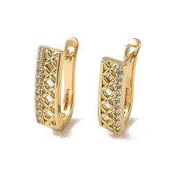 Light Gold Brass Micro Pave Cubic Zirconia Hoop Earring, Light Gold, 19x5.5mm