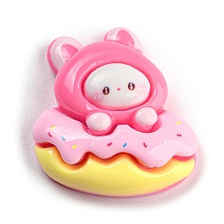 Food Кабошоны из непрозрачной смолы с изображением кролика, ярко-розовый, питание, 23.5x22x7.5 мм